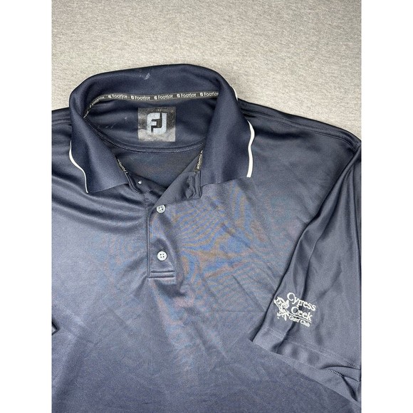 Footjoy Polo Shirt Mens XL Blue Short Sleeve Golf‎ Button Cypress Creek - Picture 1 of 7